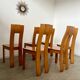 Set of 6 solid elm chairs 70s vintage Seltz design