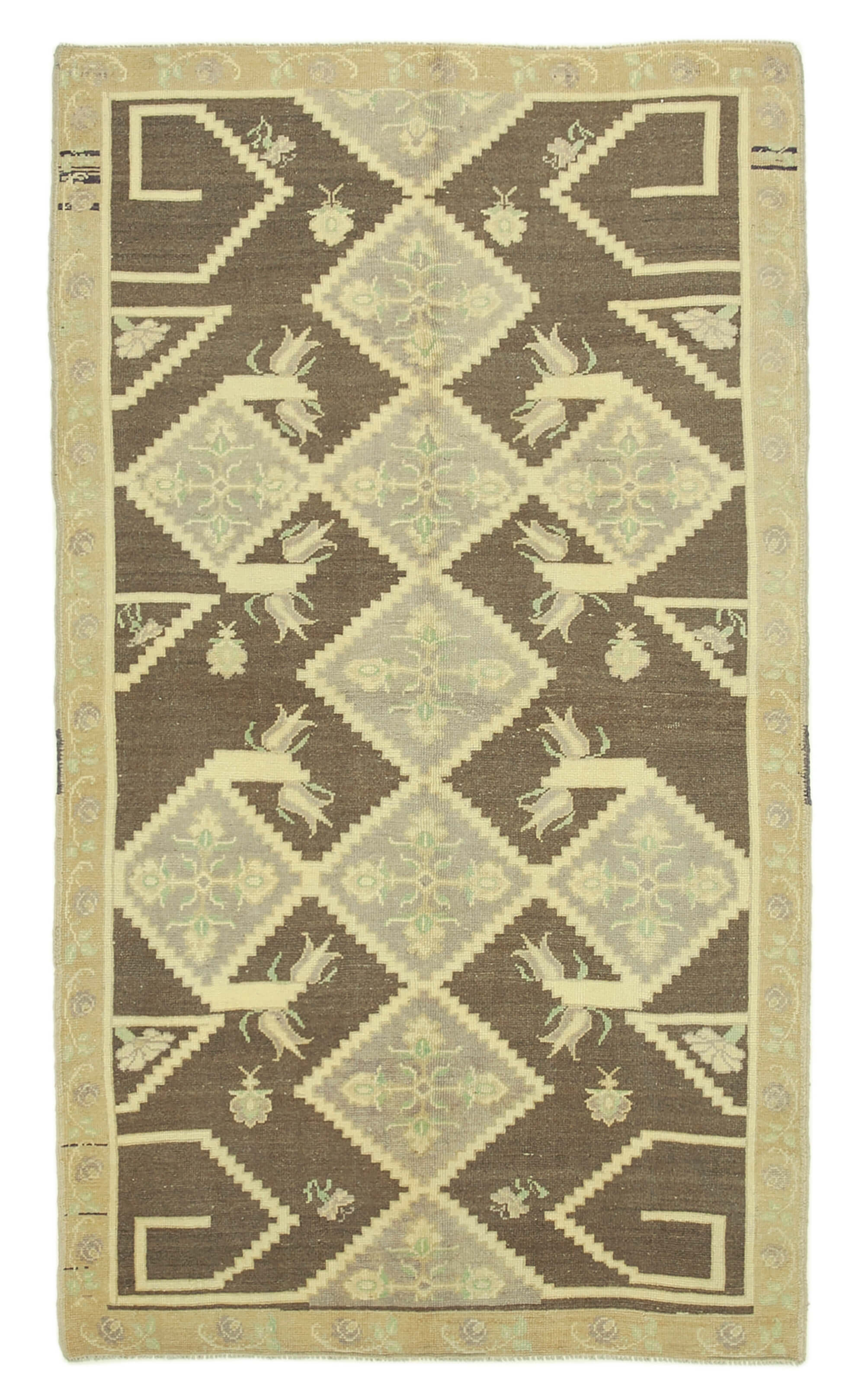 1970s handwoven distressed anatolian beige carpet 140 cm x 250 cm