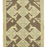 1970s handwoven distressed anatolian beige carpet 140 cm x 250 cm