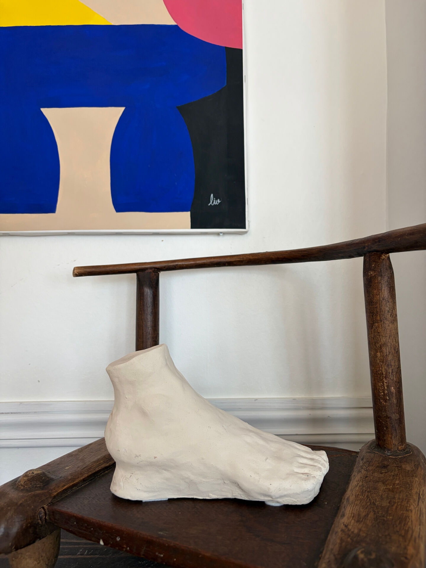 White plaster foot cast