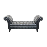 Lit de repos Chesterfield en cuir de vache noir