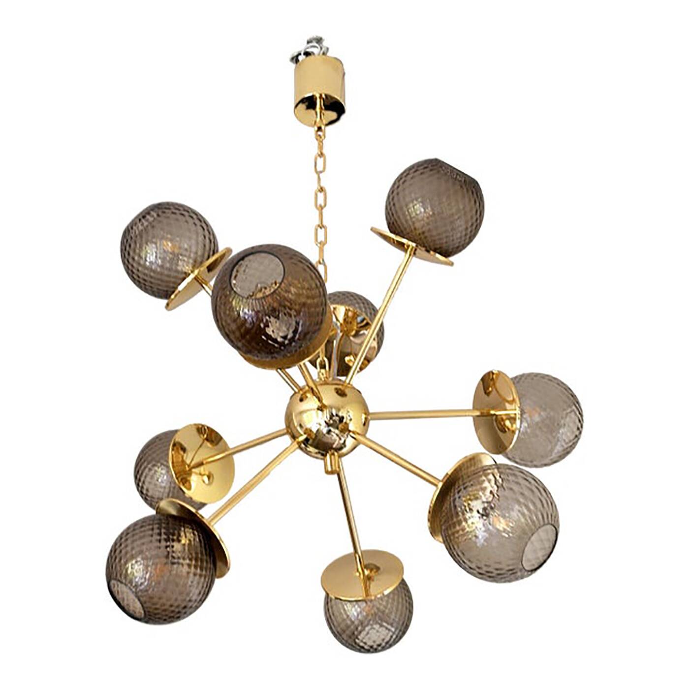 Contemporary Italian Gold Chandelier Sputnik in Style Murano Glass Smoked "