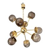 Contemporary Italian Gold Chandelier Sputnik in Style Murano Glass Smoked"
