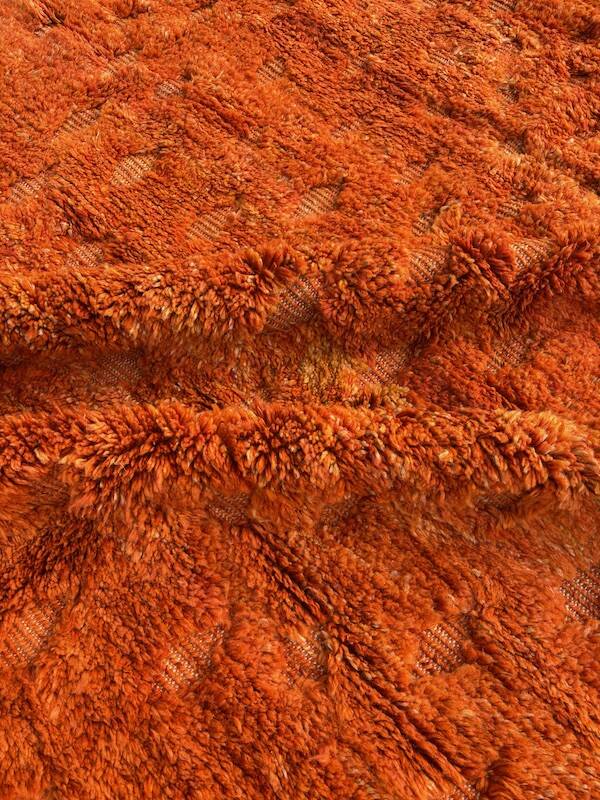 Limona - Tapis berbère Mrirt en laine orange