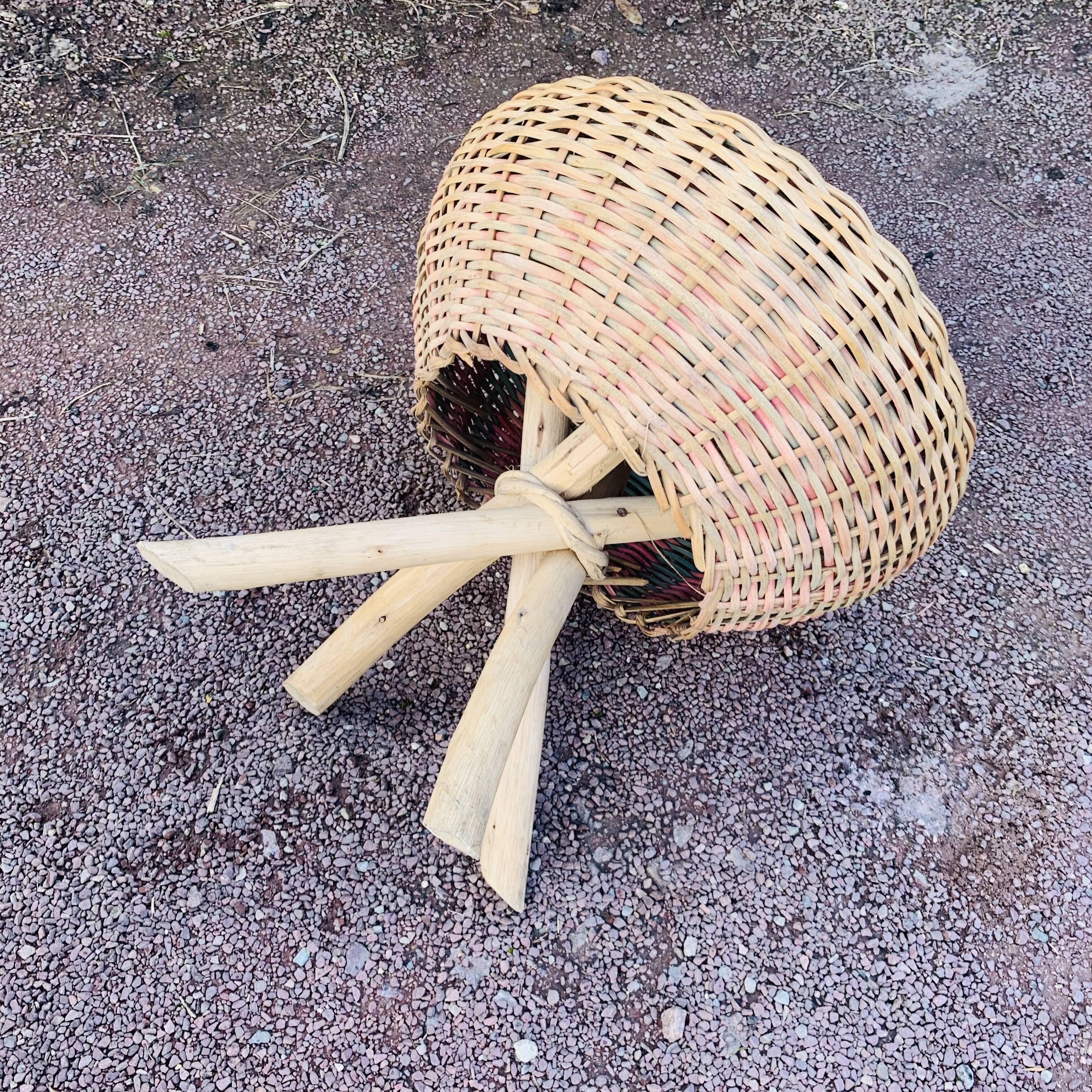 Pair of vintage wicker stools