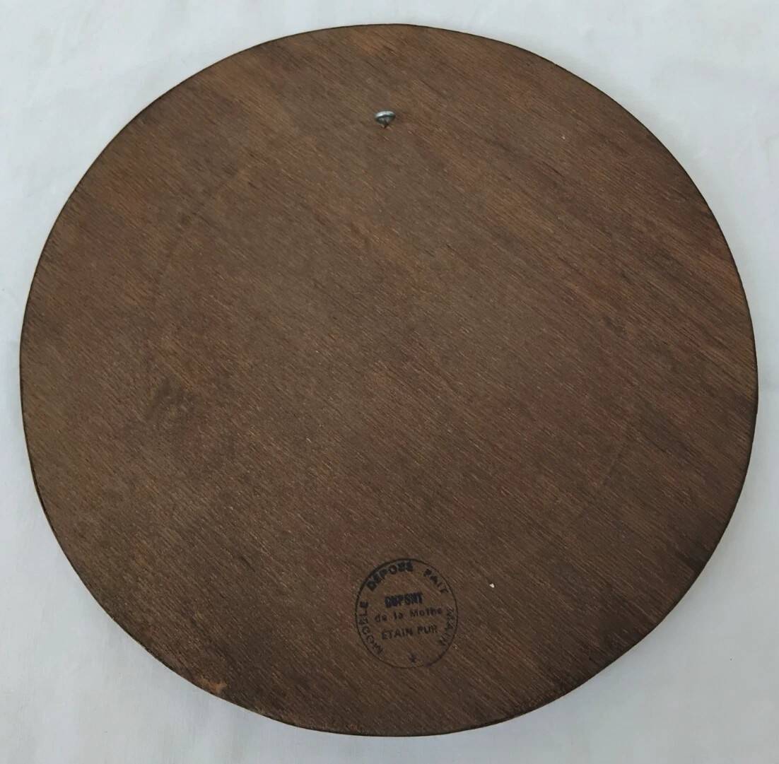 Vintage Round Wall Mirror with Pure Tin Frame D: 24.5 cm