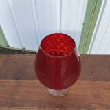 Empoli glass vase, Italy, 1960, red color with relief patterns