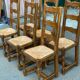 6 solid oak dining chairs with straw 110cm