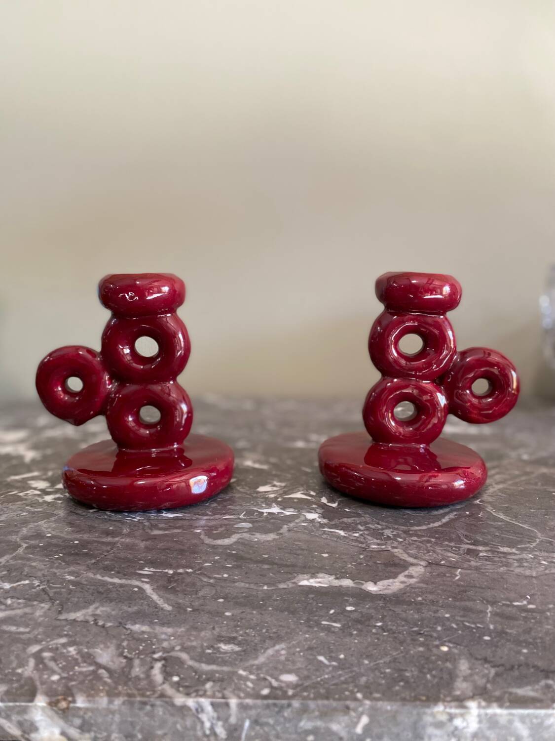 Pair of ceramic candlesticks