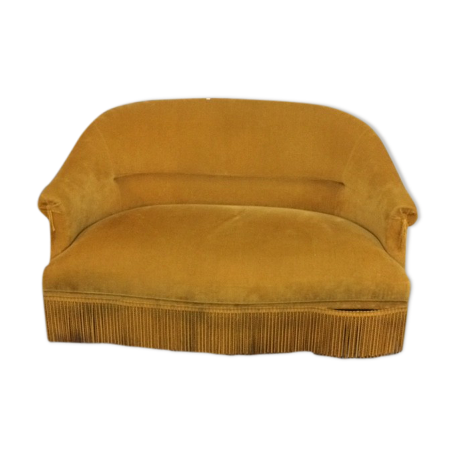 Canapé velours moutarde crapeau