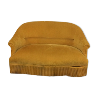 Canapé velours moutarde crapeau