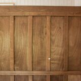 Old solid wood wardrobe with three vintage mirror doors