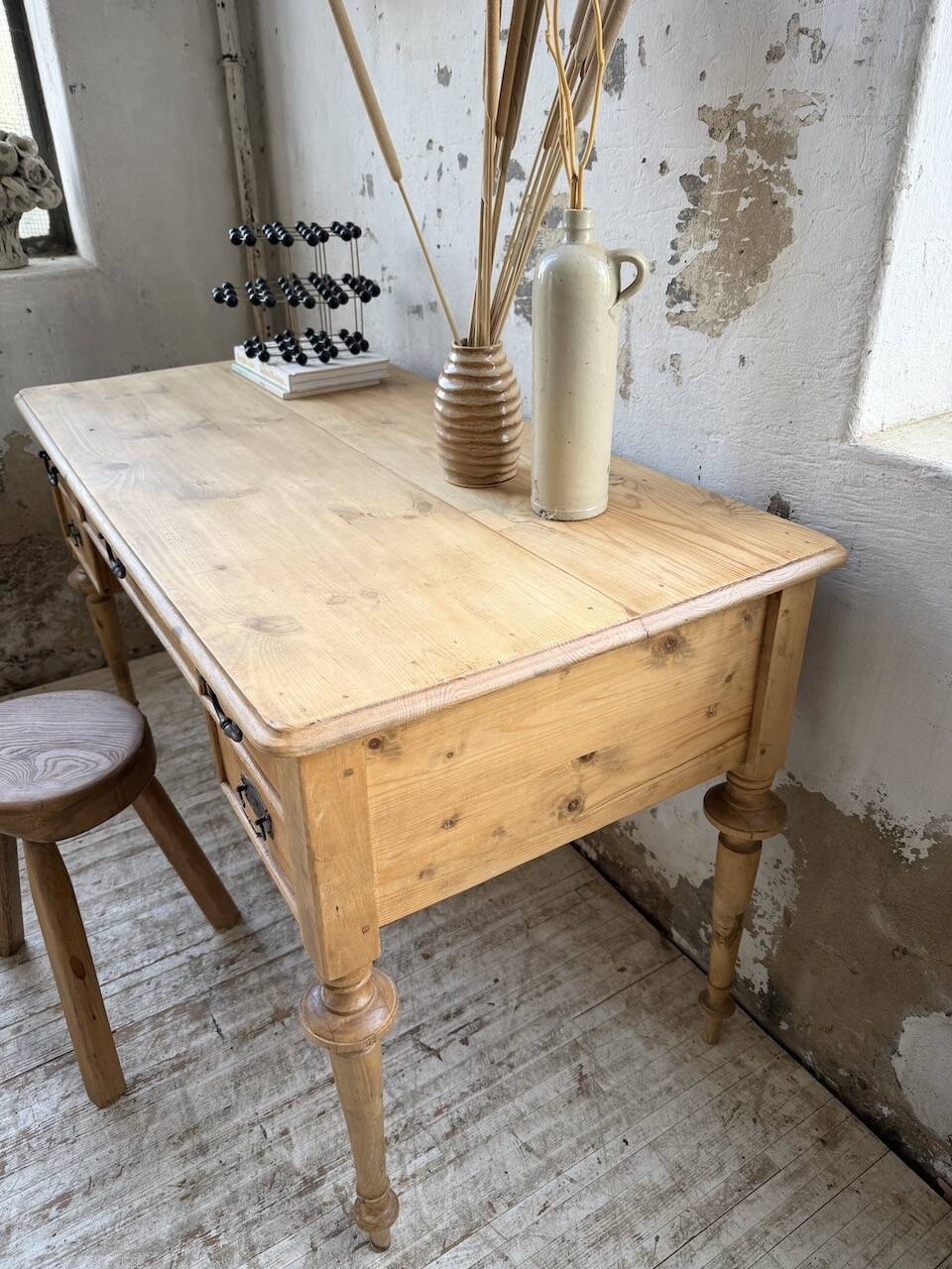 Blonde walnut desk and pine top 1900