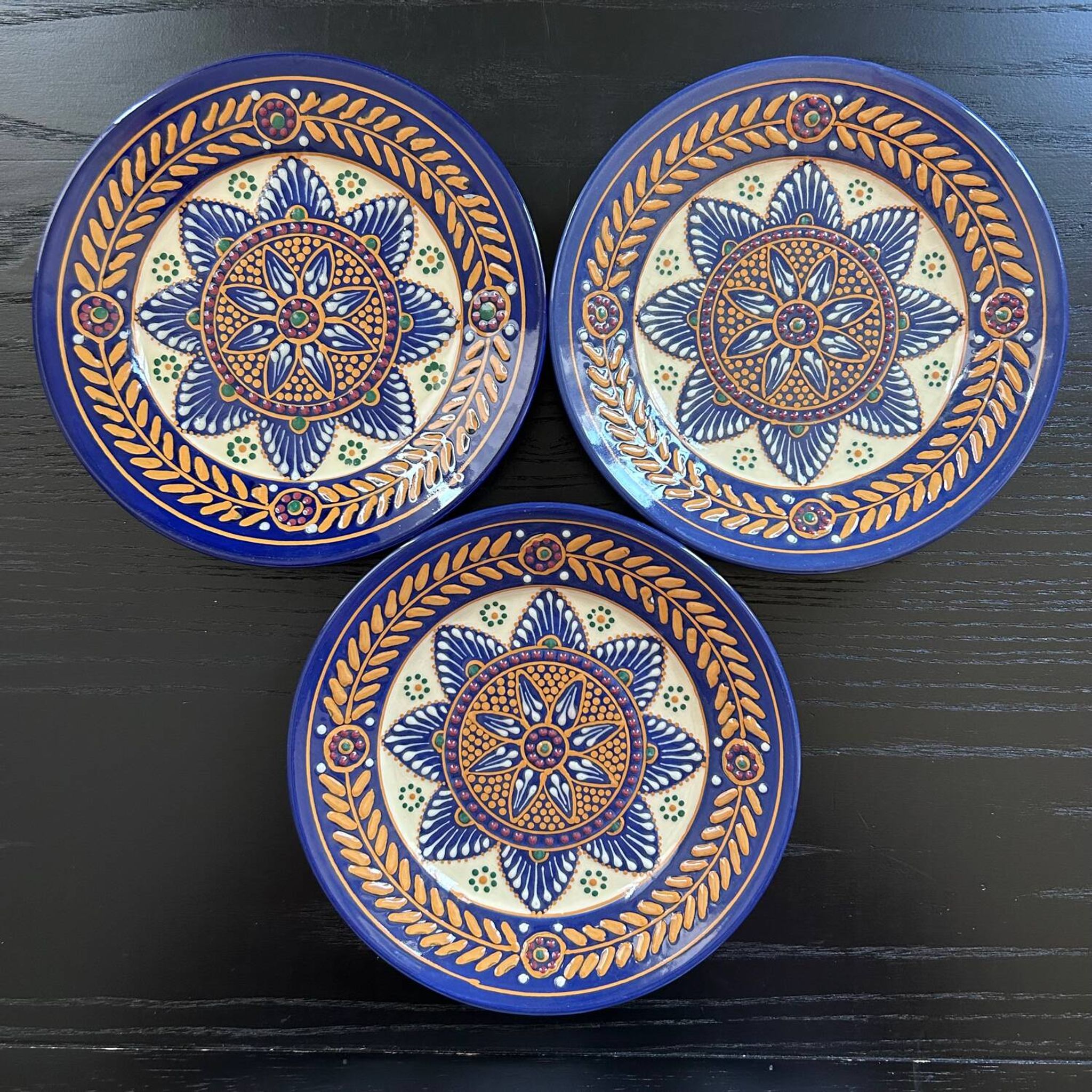 Trio of plates signed HB Quimper