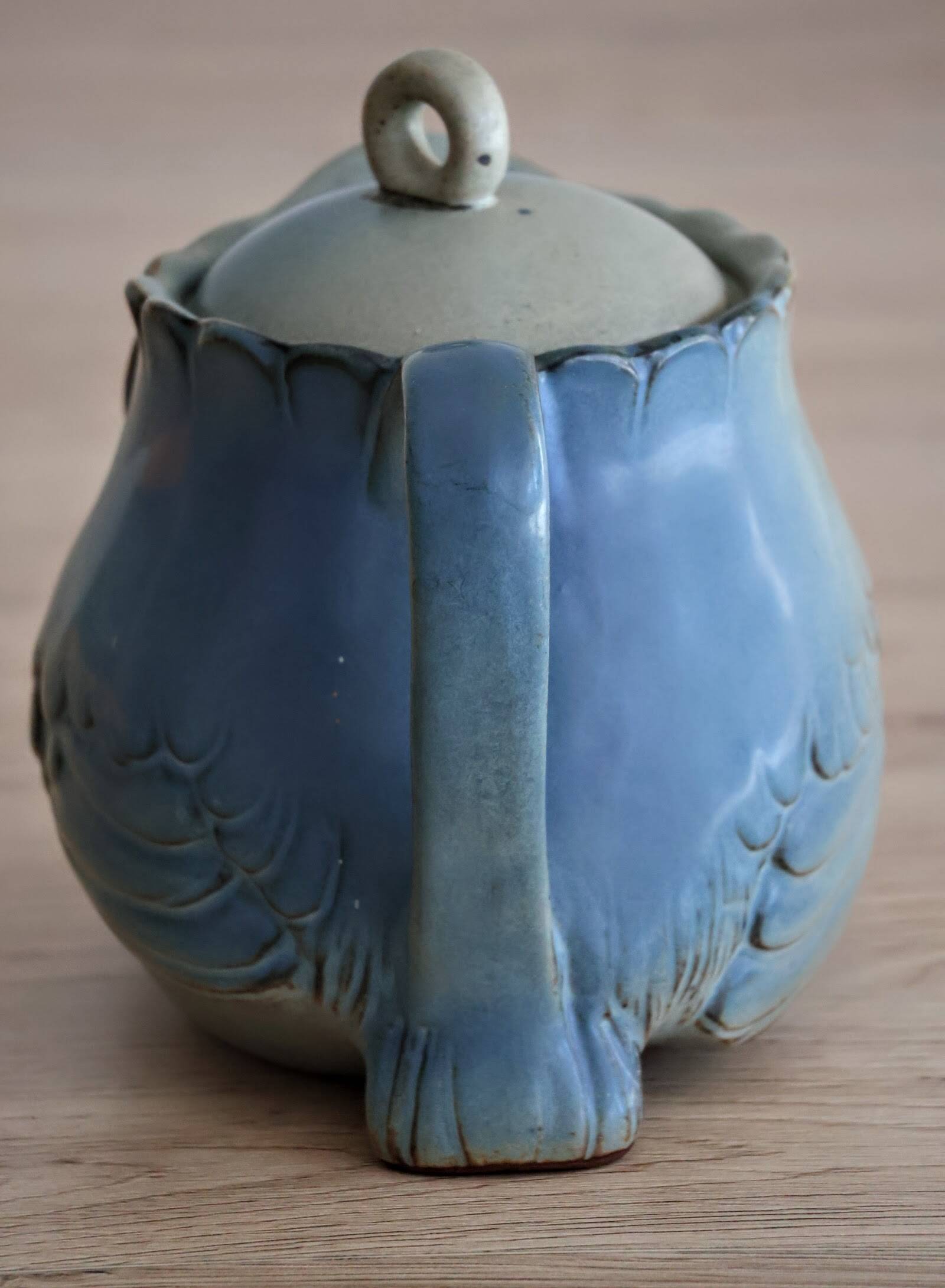 Japanese owl teapot in vintage stoneware