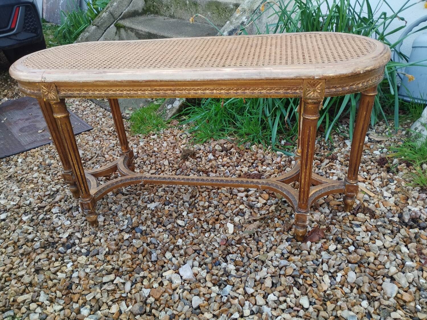 Louis XVI style gilded wood piano bench