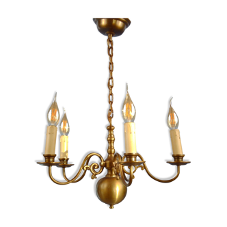 Lustre électrique 5-lumière en alliage de bronze suédois années 1920/30