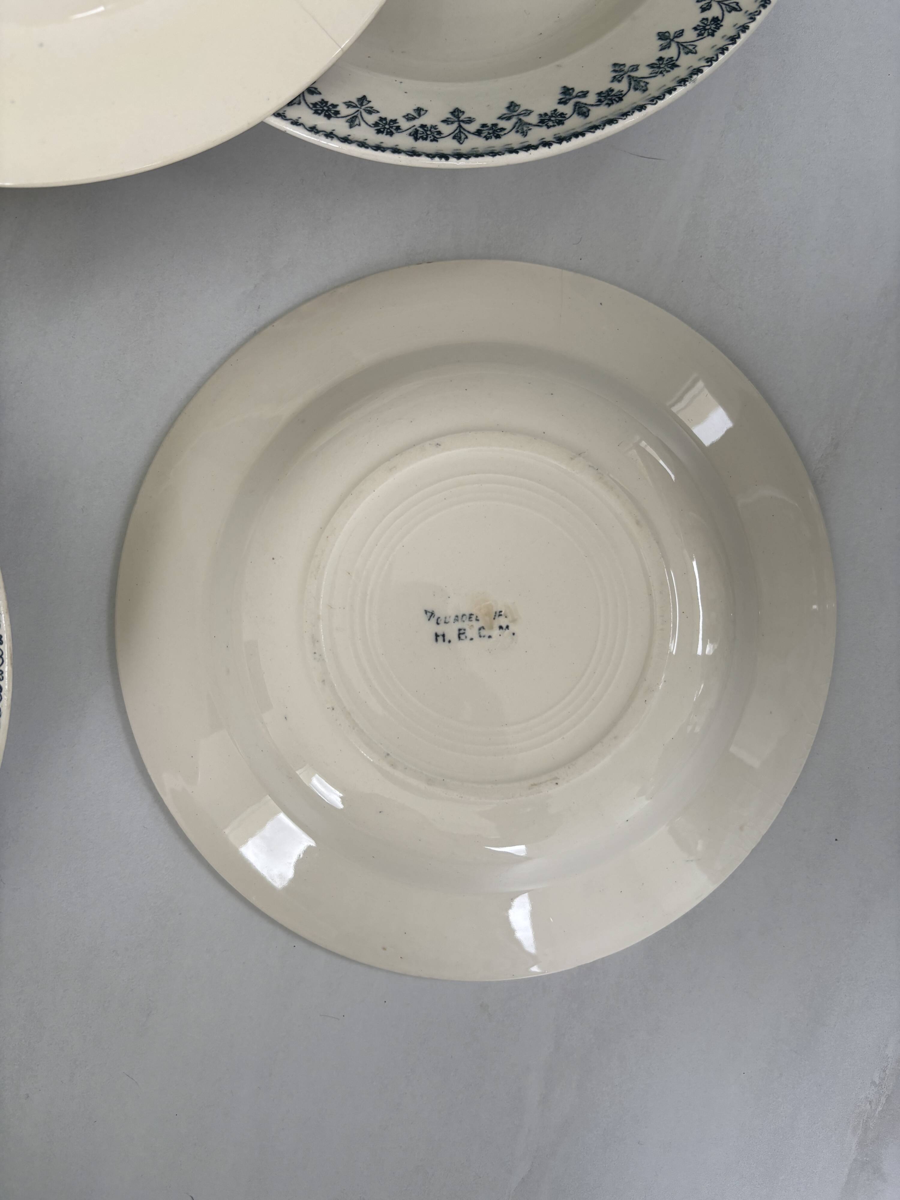 Lot 6 blue ironstone deep plates French earthenware ironstone