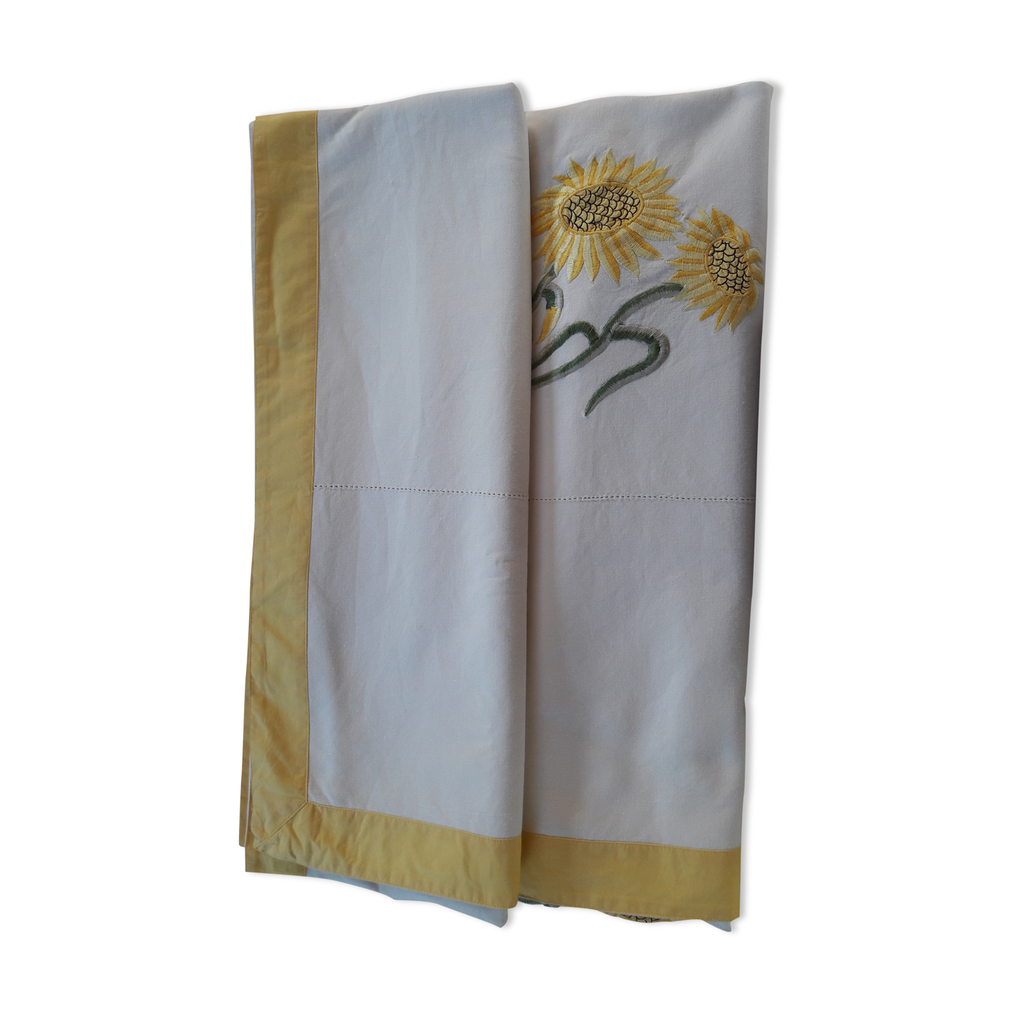 Cotton tablecloth ivory sunflower pattern