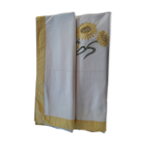 Nappe coton couleur ivoire motif tournesol