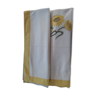 Cotton tablecloth ivory sunflower pattern