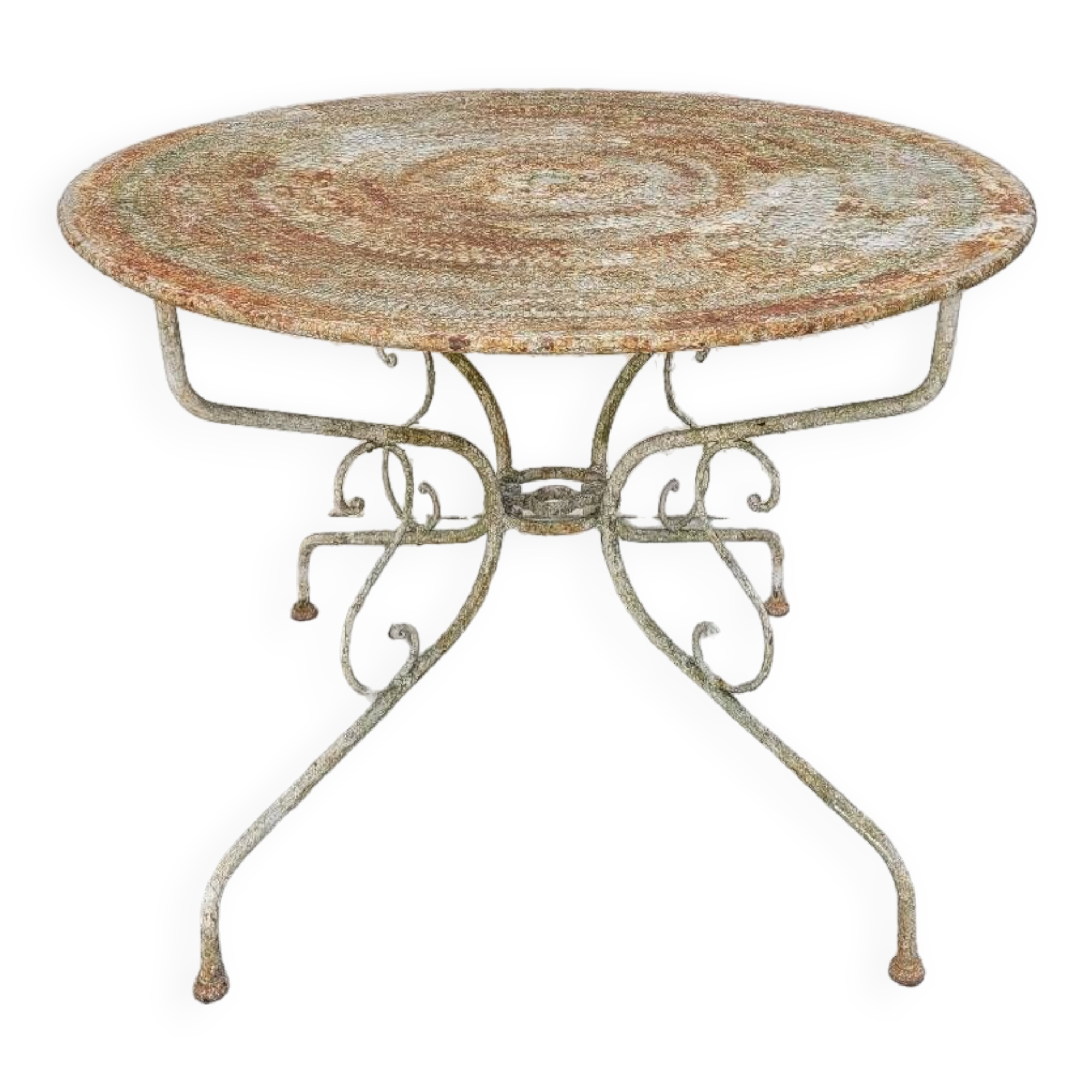 Round Wrought Iron Garden Table 1900s