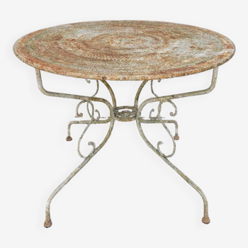 Round wrought iron garden table 1900s