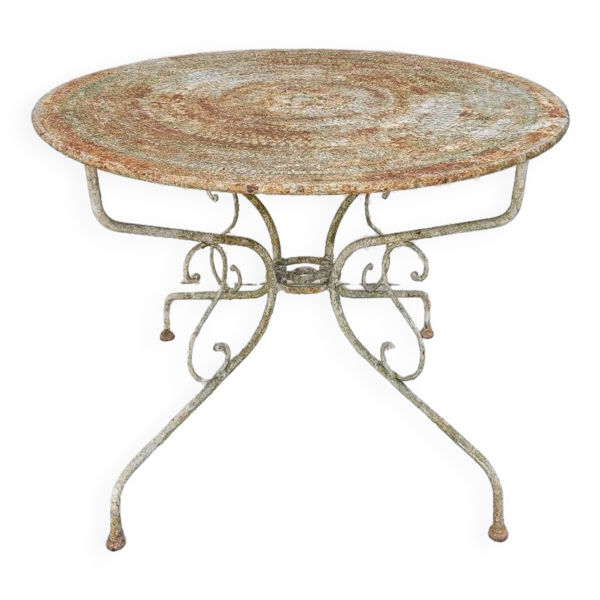 Table de Jardin ronde en fer forgé 1900s