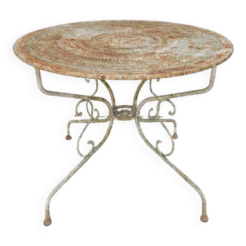 Table de Jardin ronde en fer forgé 1900s