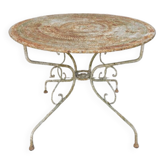 Round wrought iron garden table 1900s