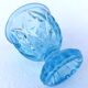 Ancien coquetier piédouche godronné  verre bleu transparent