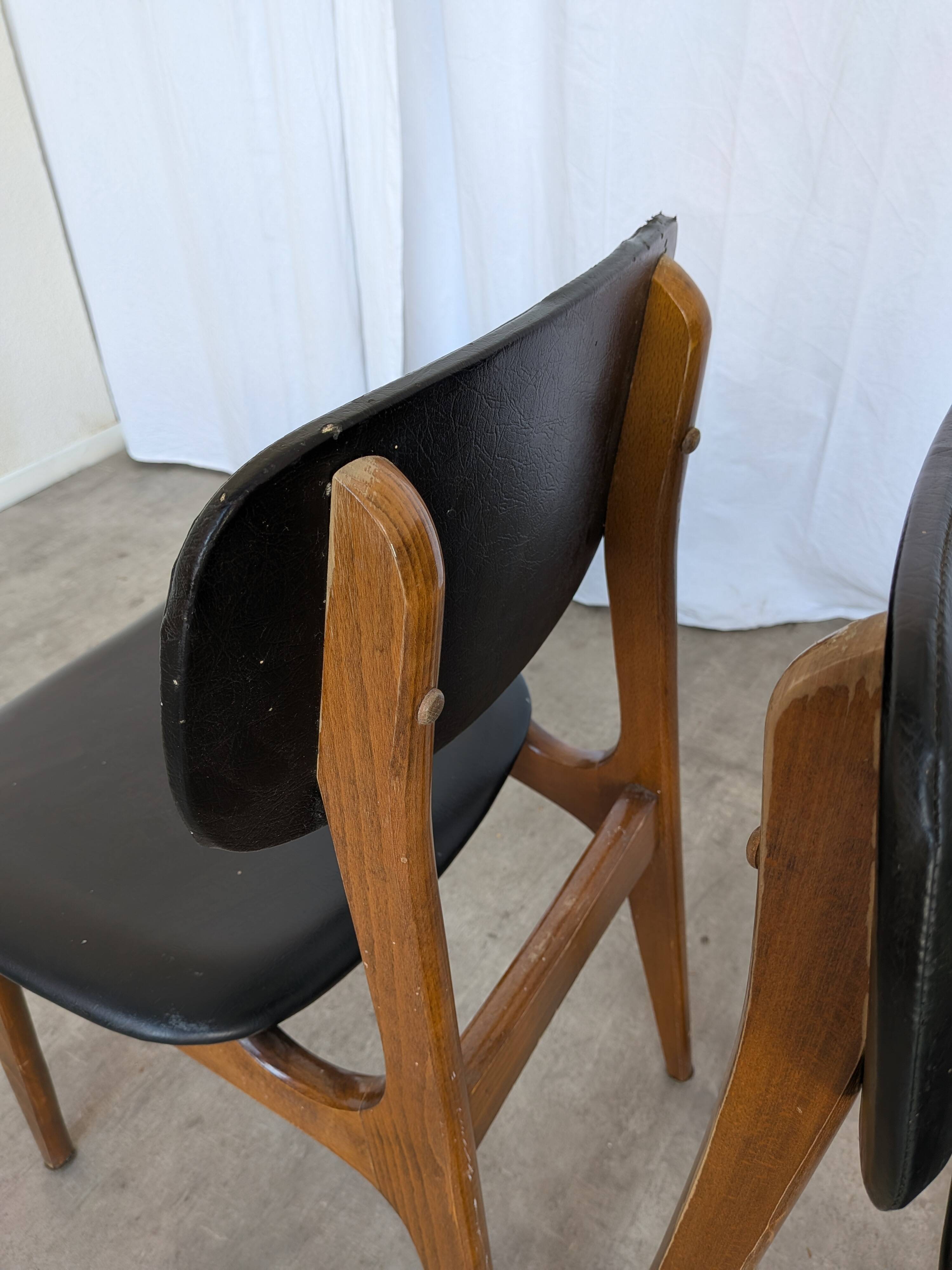 Set of 2 Vintage STOL Kamnik Dining Chair: Black Leather, MCM Chairs