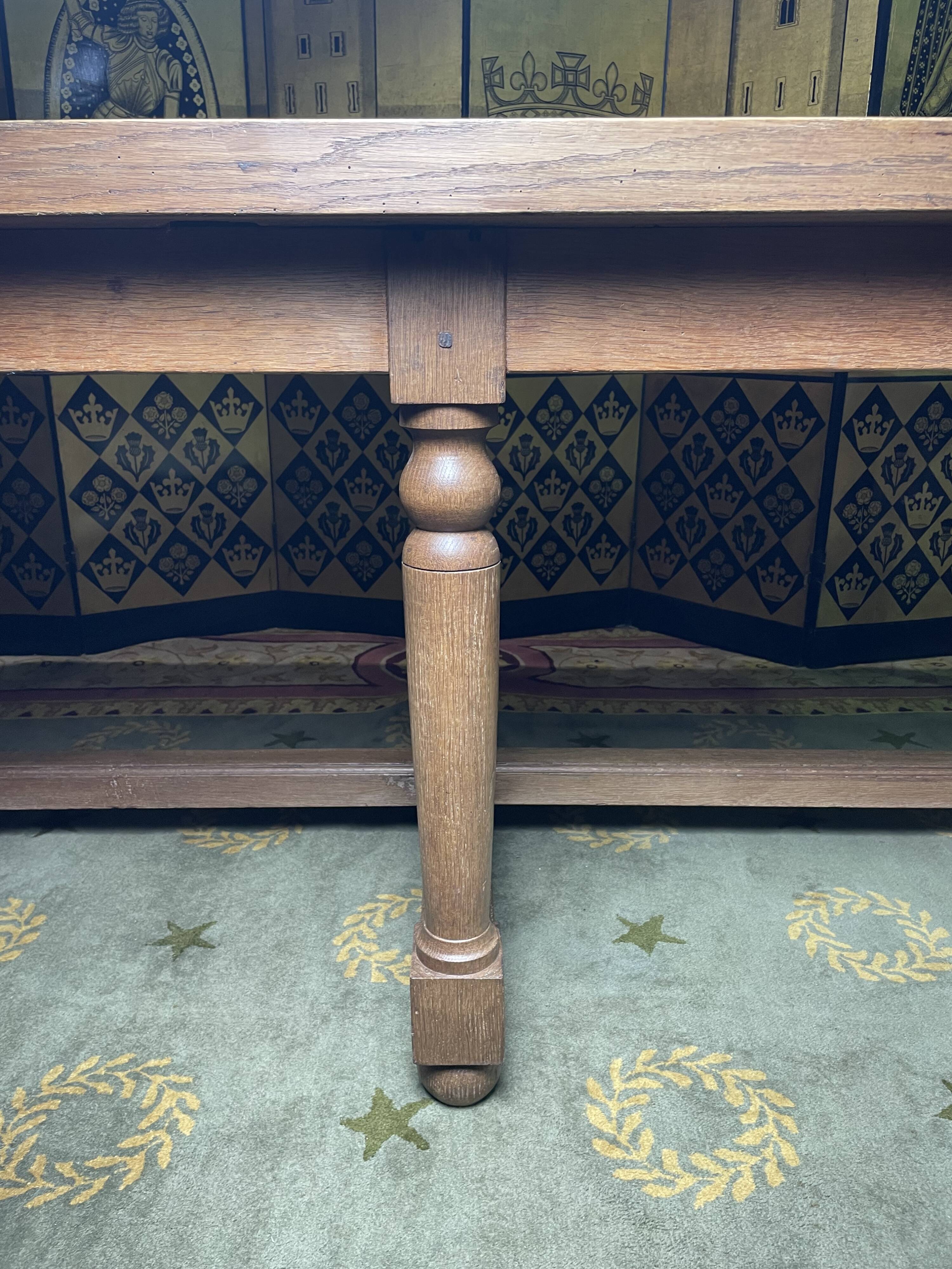 19th century oak farmhouse table with parquet flooring