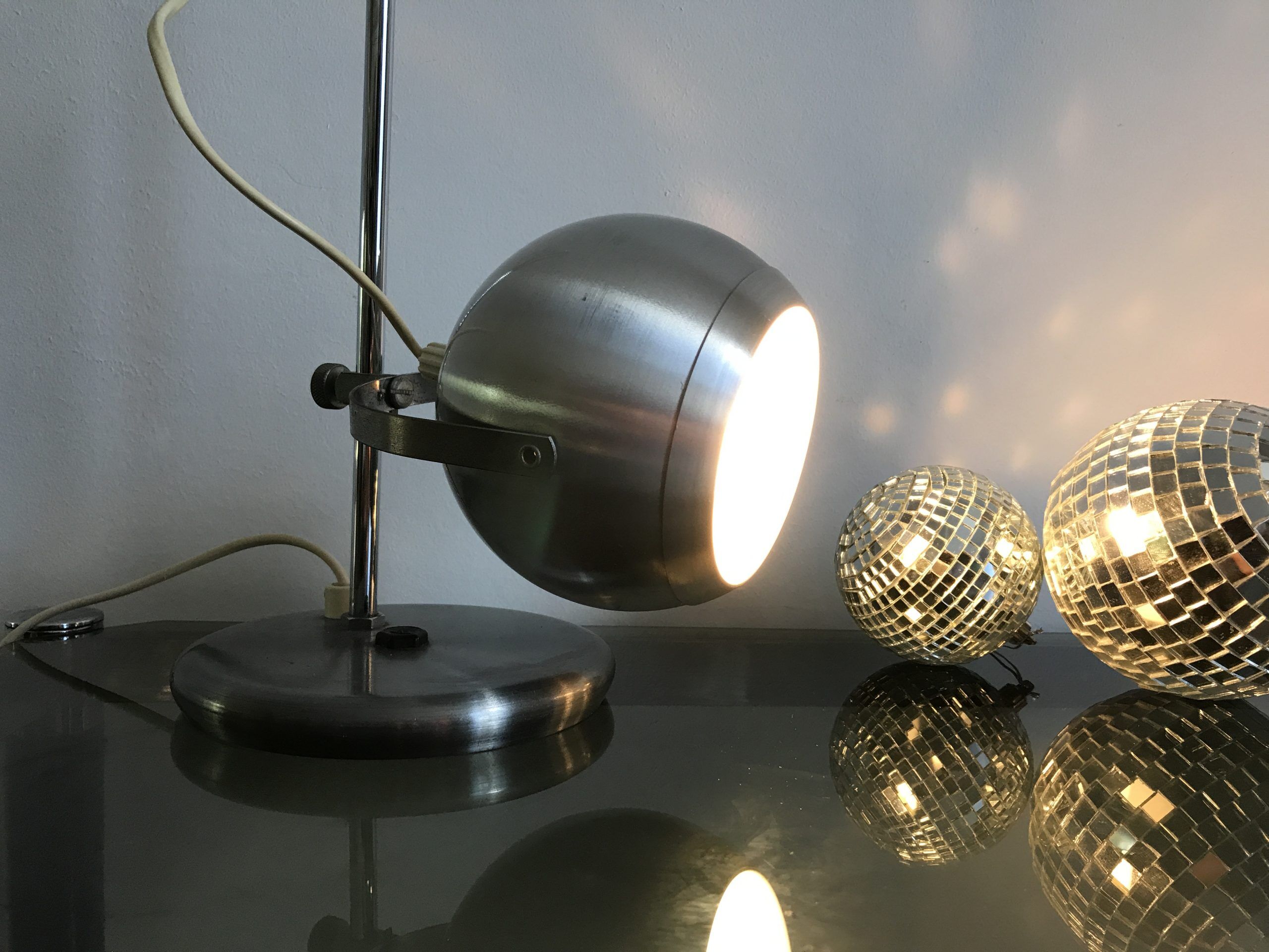 Vintage brushed metal eye ball desk lamp