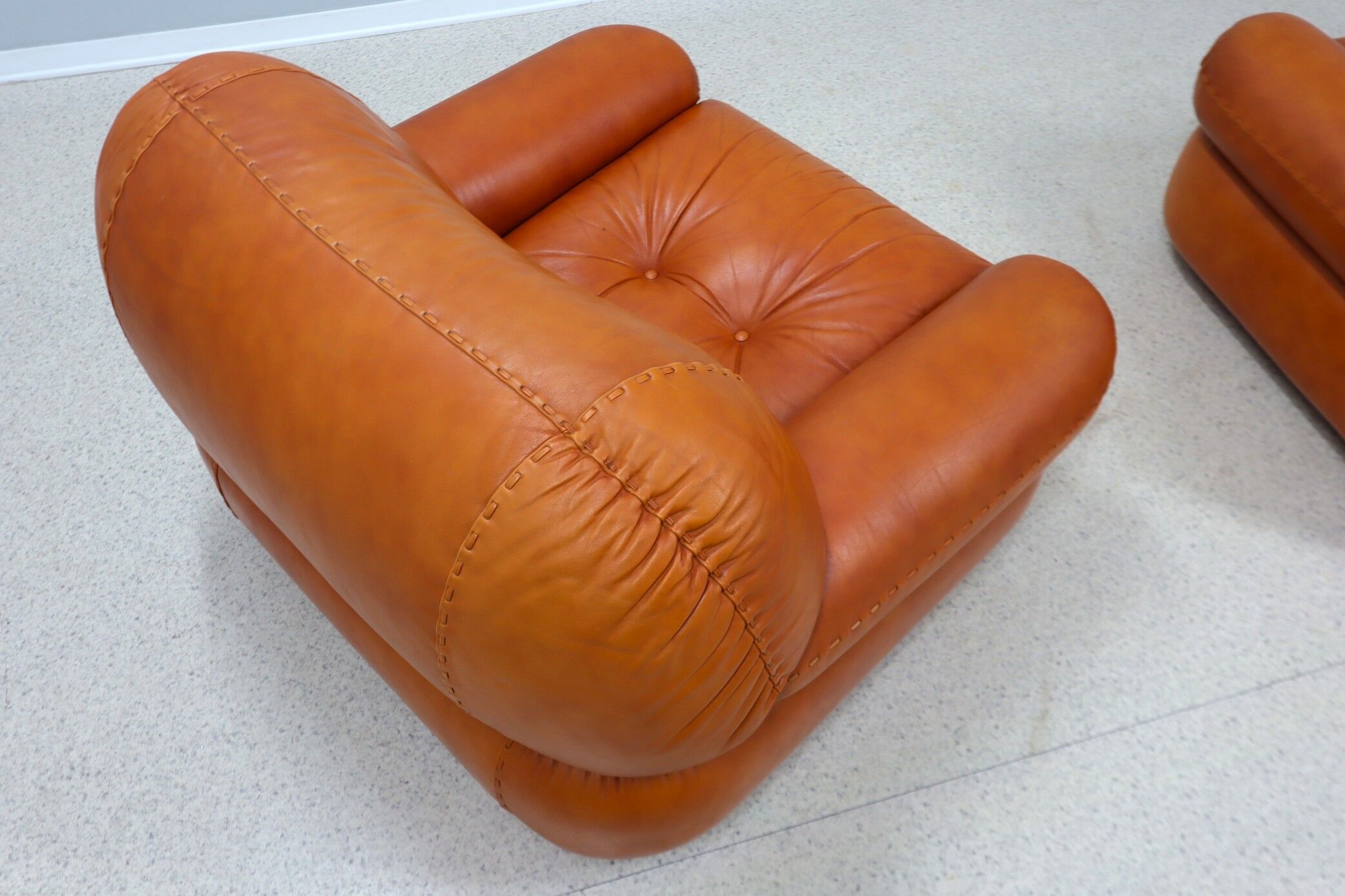Fauteuils en cuir de cognac Sapporo 1970s