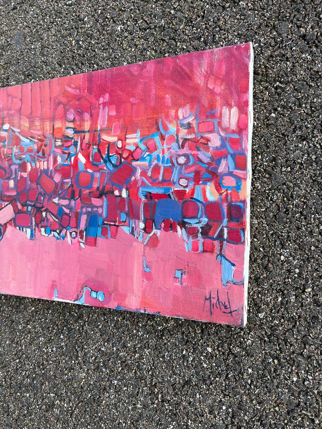 Vintage oil painting on canvas signed Michel