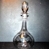 Carafe ancienne en cristal de baccarat - catalogue 1907 forme gondole à côtes plates 21cm