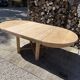 Round solid oak table with extensions, maximum 220cm.