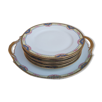 Service à dessert F. Legrand en porcelaine de Limoges