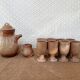 Vintage stoneware 8 mazagrans teapot and milk jug set