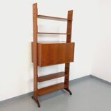 Vintage modular secretary shelf bookcase in teak from the 60s