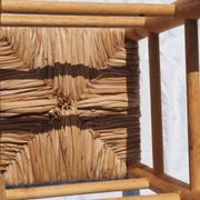 Tabouret bas en bois et paille