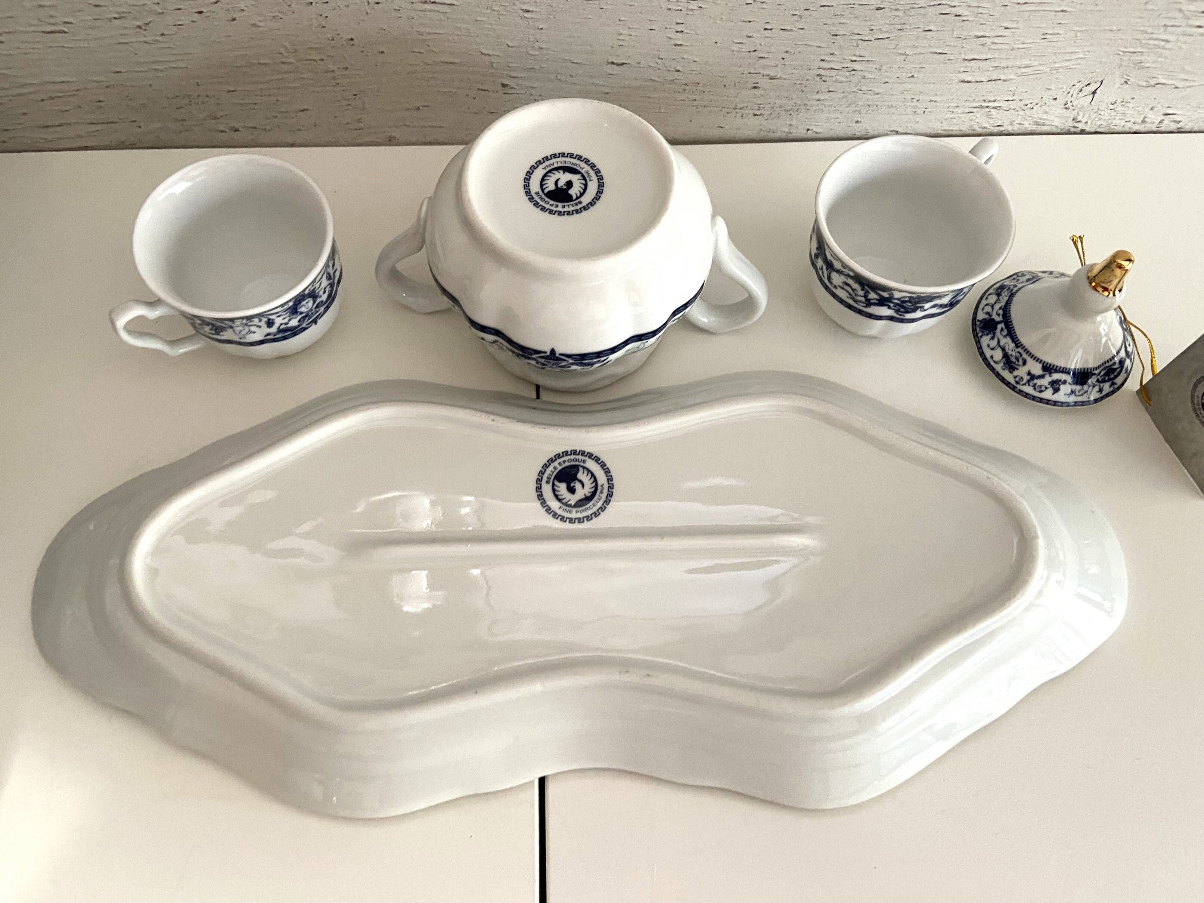 You & Me Coffee Set Fine Italian Porcelain "Belle Époque" Duo Blue