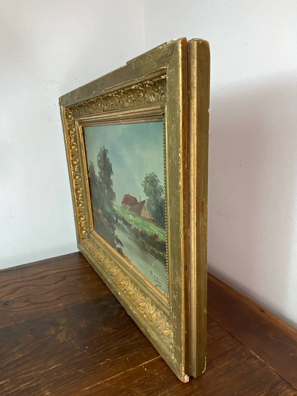 Framed oil on canvas, P.Cutier, 19th century