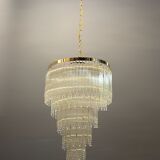 Mid-century italian brass acrylic chandelier lamp