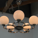Art deco nickel-plated chandelier, 1930