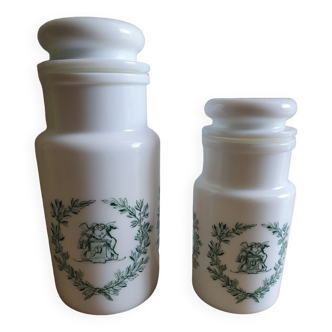 Apothecary jars in opaline