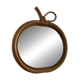 Vintage 1960s apple-shaped mirror in rattan, wicker, and bamboo - 32 x 35 cm