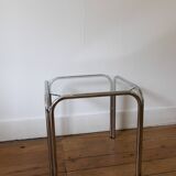Side table in glass and chromed metal