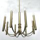 Sciolari, Vintage Italian large 8 lights brass chandelier. 1970s